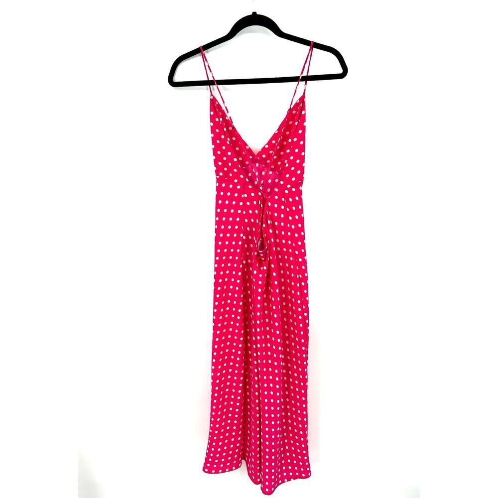 RESA Hot Pink White Polka Dot Harper Slip Midi Dress Lightweight Size Medium - Picture 6 of 10
